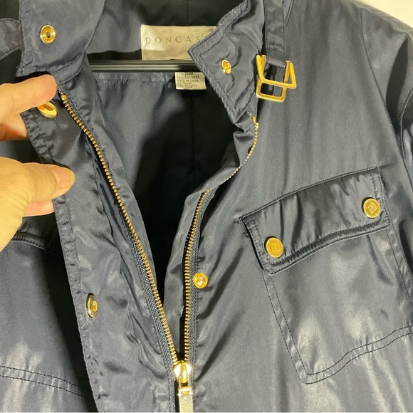 Doncaster 50/50 Down/Feather Fill Navy Gold Hardware Full Zip Pockets Coat Sz 8 - Picture 10 of 16